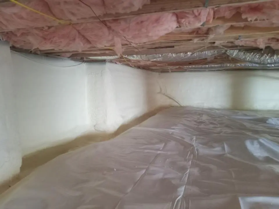 Crawl space encapsulation with closed-cell spray foam for Flat Roof Repair in Stockton